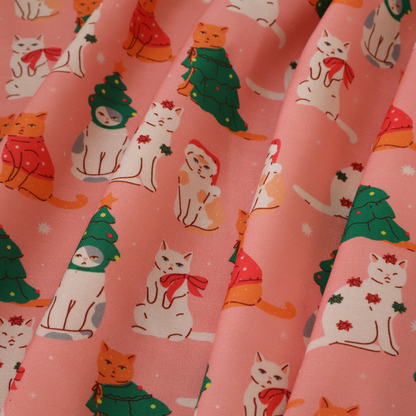 Cats At Christmas Theme Furnishing Fabric DP-23