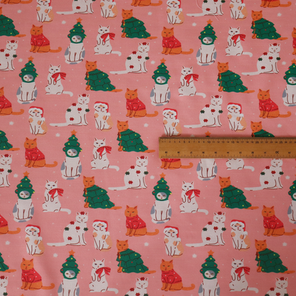 Cats At Christmas Theme Furnishing Fabric DP-23