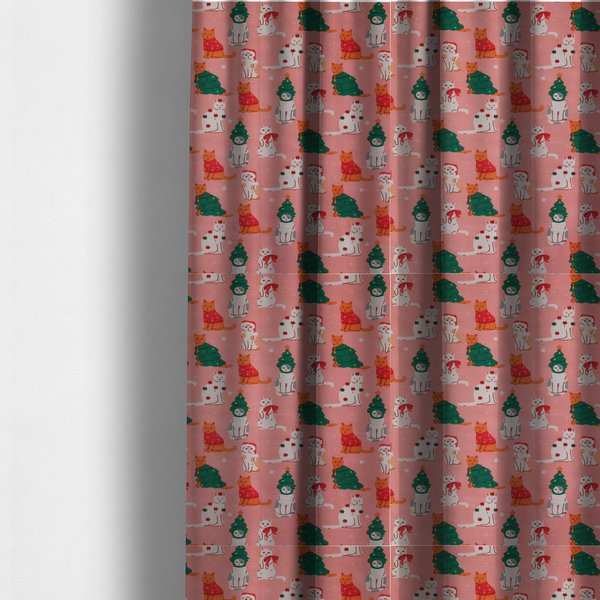 Cats At Christmas Theme Furnishing Fabric DP-23 - Made To Measure Curtains