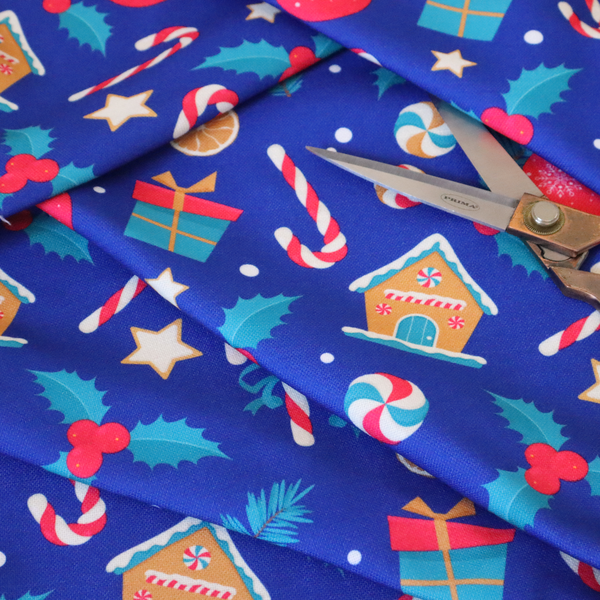 Gingerbread House With Candy Canes Christmas Furnishing Fabric DP-24 - Handmade Cushions