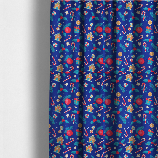 Gingerbread House With Candy Canes Christmas Furnishing Fabric DP-24 - Made To Measure Curtains