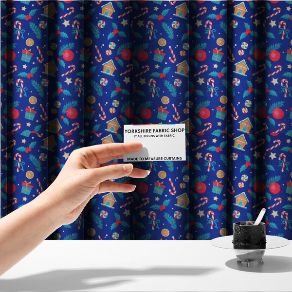 Gingerbread House With Candy Canes Christmas Furnishing Fabric DP-24 - Made To Measure Curtains