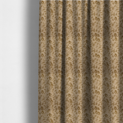 The fabric used to create these made-to-measure curtains is a light beige fabric featuring a repetitive boho-mystical pattern. The design is printed in a muted olive-brown ink and includes the following hand-drawn elements scattered across the material.