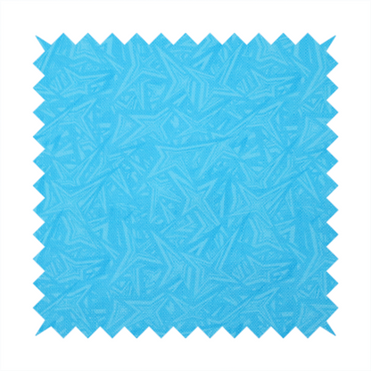 A vibrant cyan-coloured fabric featuring a subtle, tonal geometric pattern.