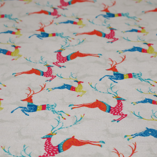 Reindeer Galloping Multicoloured Furnishing Fabric DP-25 - Handmade Cushions