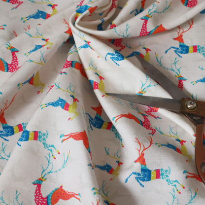 Reindeer Galloping Multicoloured Furnishing Fabric DP-25 - Handmade Cushions