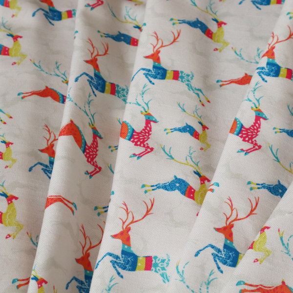 Reindeer Galloping Multicoloured Furnishing Fabric DP-25 - Handmade Cushions