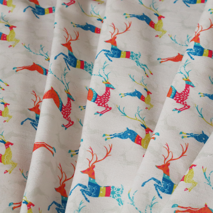 Reindeer Galloping Multicoloured Furnishing Fabric DP-25 - Handmade Cushions