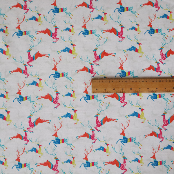 Reindeer Galloping Multicoloured Furnishing Fabric DP-25 - Handmade Cushions