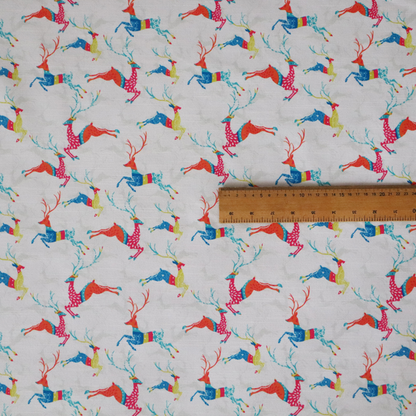 Reindeer Galloping Multicoloured Furnishing Fabric DP-25 - Handmade Cushions