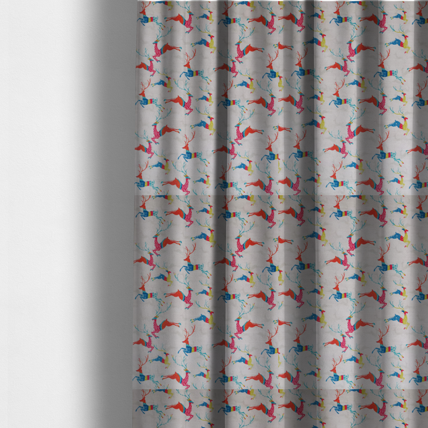Reindeer Galloping Multicoloured Furnishing Fabric DP-25 - Made To Measure Curtains