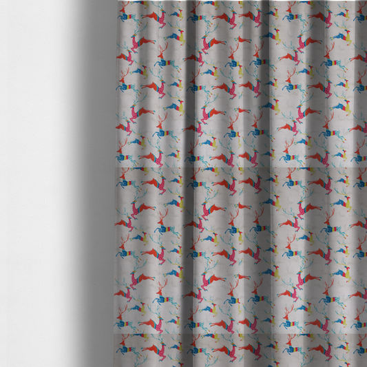 Reindeer Galloping Multicoloured Furnishing Fabric DP-25 - Made To Measure Curtains