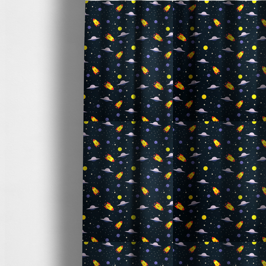 Blast Off Galaxy Print Upholstery Fabric DP-26 - Made To Measure Curtains