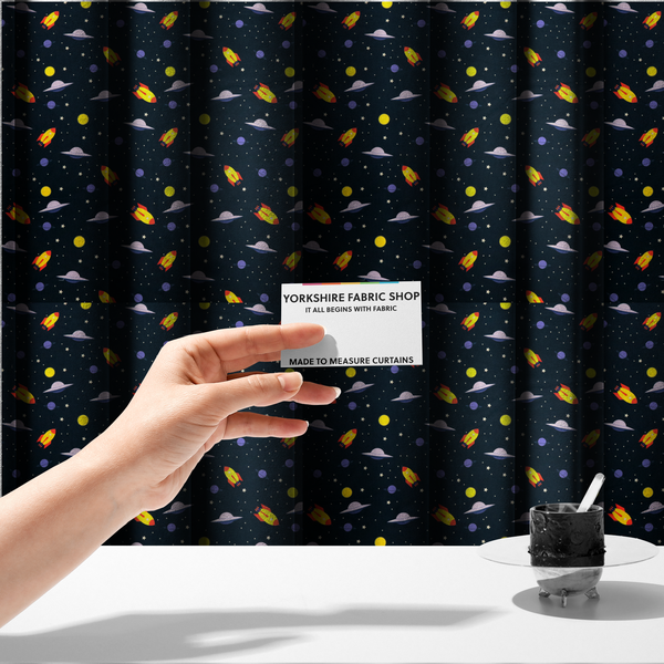 Blast Off Galaxy Print Upholstery Fabric DP-26 - Made To Measure Curtains