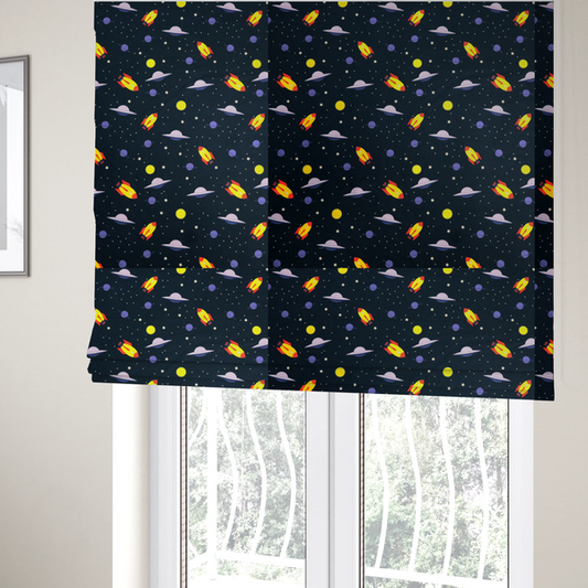 Blast Off Galaxy Print Upholstery Fabric DP-26 - Roman Blinds