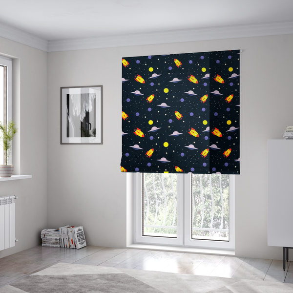 Blast Off Galaxy Print Upholstery Fabric DP-26 - Roman Blinds