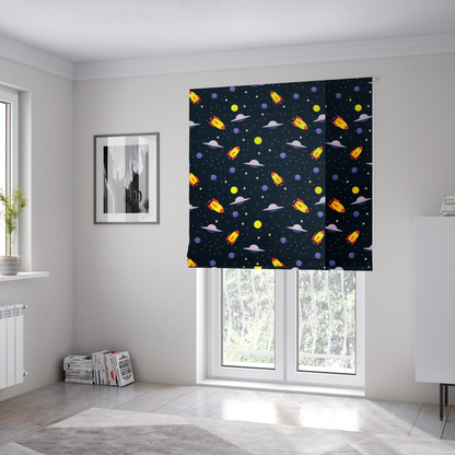 Blast Off Galaxy Print Upholstery Fabric DP-26 - Roman Blinds