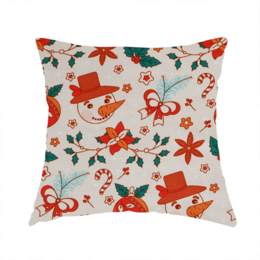 Snowman With A Carrot As A Nose Christmas Furnishing Fabric DP-27 - Handmade Cushions