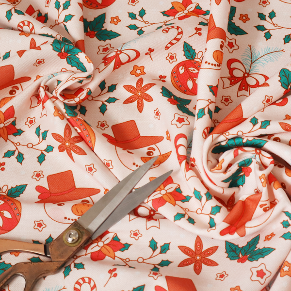 Snowman With A Carrot As A Nose Christmas Furnishing Fabric DP-27