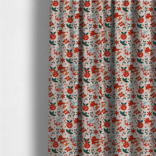 Snowman With A Carrot As A Nose Christmas Furnishing Fabric DP-27 - Made To Measure Curtains
