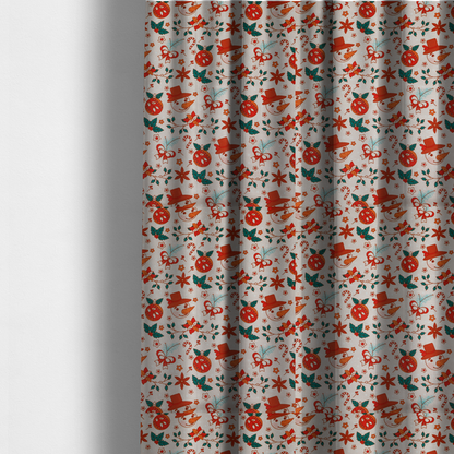 Snowman With A Carrot As A Nose Christmas Furnishing Fabric DP-27 - Made To Measure Curtains