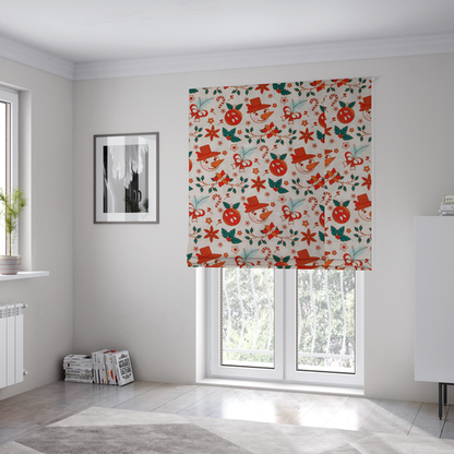 Snowman With A Carrot As A Nose Christmas Furnishing Fabric DP-27 - Roman Blinds