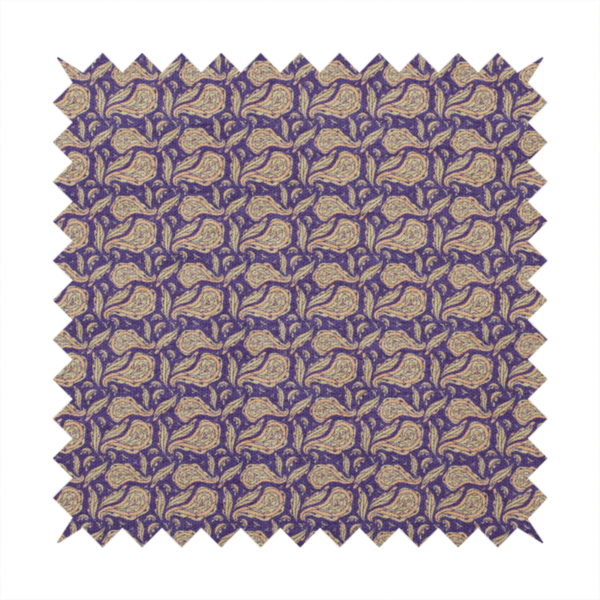 A dense, intricate upholstery fabric featuring a traditional paisley teardrop pattern with delicate ornamental linework repeating across a deep, dark-toned background.