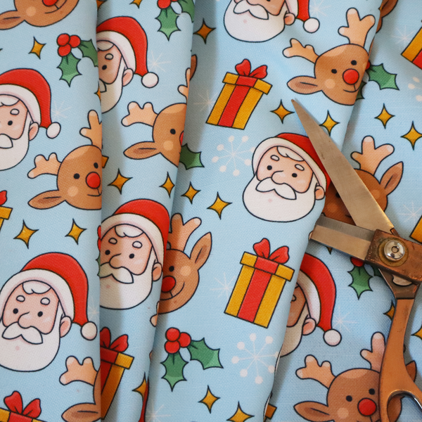 Santa With Box Presents Christmas Furnishing Fabric DP-28