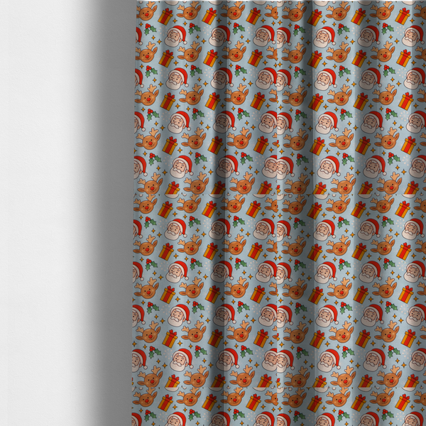 Santa With Box Presents Christmas Furnishing Fabric DP-28 - Made To Measure Curtains