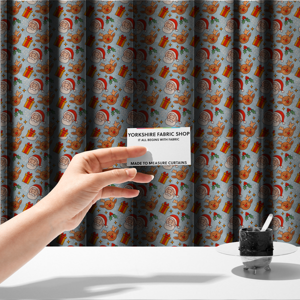 Santa With Box Presents Christmas Furnishing Fabric DP-28 - Made To Measure Curtains