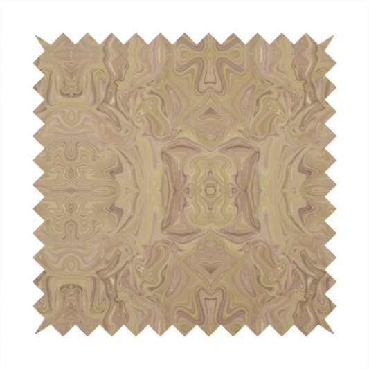 This fabric features an elegant marbled kaleidoscope pattern with a symmetrical, mirrored layout that creates a sophisticated and rhythmic visual texture.