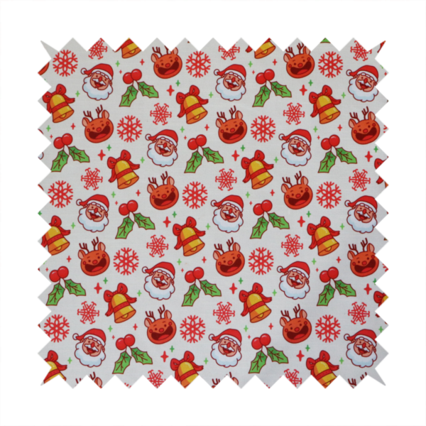 Santa With Smiling Reindeer Christmas Furnishing Fabric DP-29