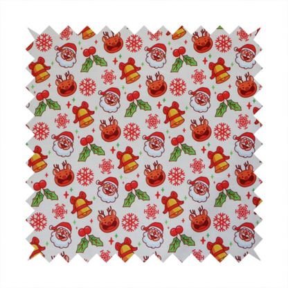 Santa With Smiling Reindeer Christmas Furnishing Fabric DP-29
