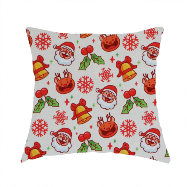 Santa With Smiling Reindeer Christmas Furnishing Fabric DP-29 - Handmade Cushions