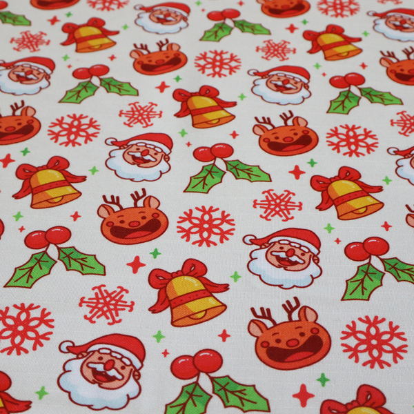 Santa With Smiling Reindeer Christmas Furnishing Fabric DP-29