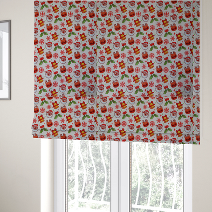 Santa With Smiling Reindeer Christmas Furnishing Fabric DP-29 - Roman Blinds