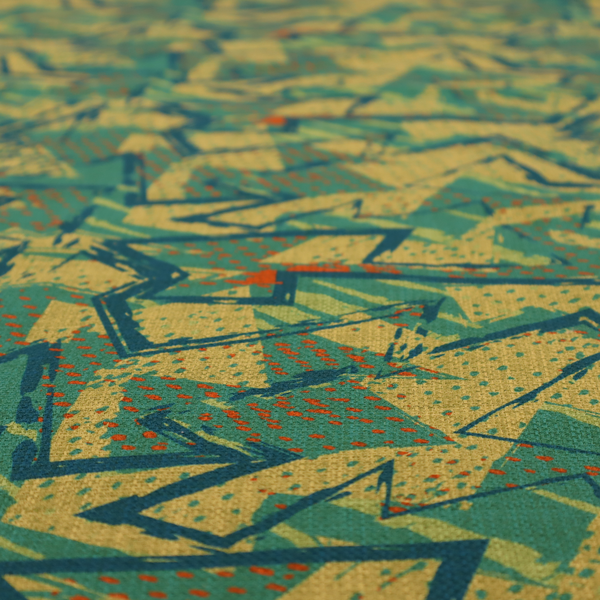 A dynamic, abstract geometric pattern with a distinct 1990s retro-modern aesthetic. The design is characterized by its sharp angles and layered textures.