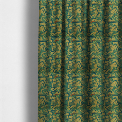 The fabric used to create these made-to-measure curtains is a dynamic, abstract geometric pattern with a distinct 1990s retro-modern aesthetic. The design is characterized by its sharp angles and layered textures.