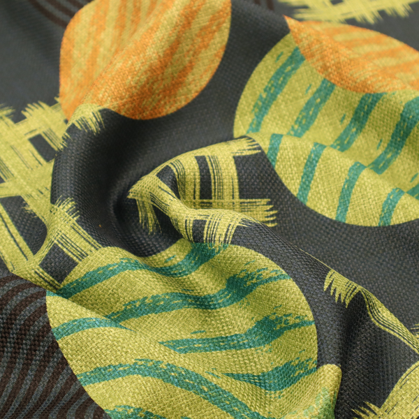 A playful, mid-century modern-inspired pattern featuring layered circular and linear motifs.