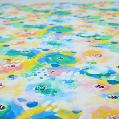 A vibrant, watercolour floral pattern with a bright and airy spring aesthetic.