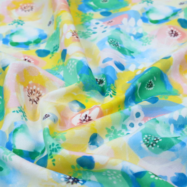 A vibrant, watercolour floral pattern with a bright and airy spring aesthetic.