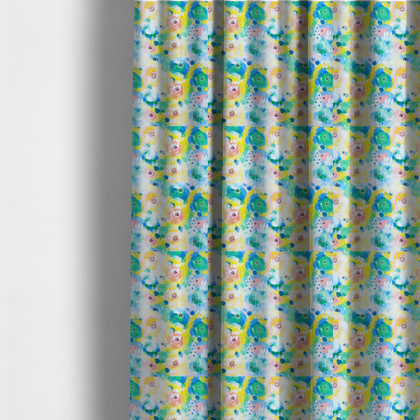 The fabric used to create these made-to-measure curtains is a vibrant, watercolour floral pattern with a bright and airy spring aesthetic.