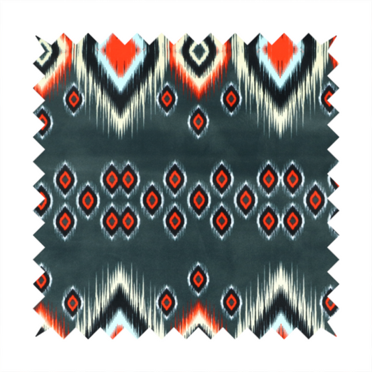 A bold, high-contrast Ikat textile pattern with a modern tribal aesthetic.