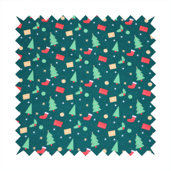 Green Trees Red Stockings Christmas Furnishing Fabric DP-30 - Handmade Cushions