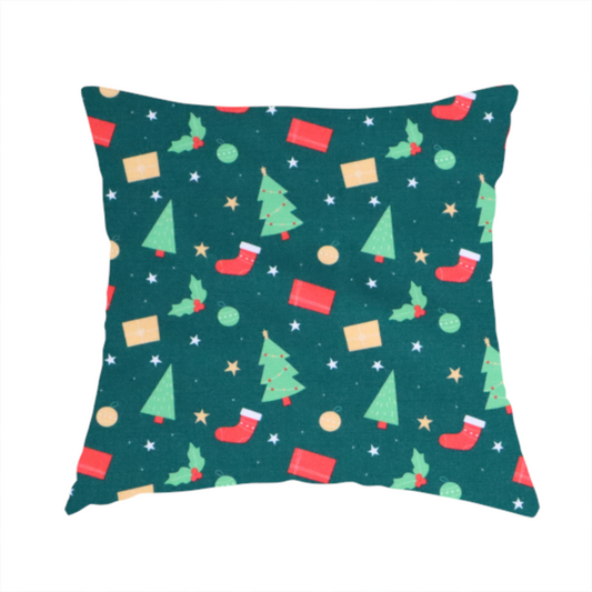 Green Trees Red Stockings Christmas Furnishing Fabric DP-30 - Handmade Cushions