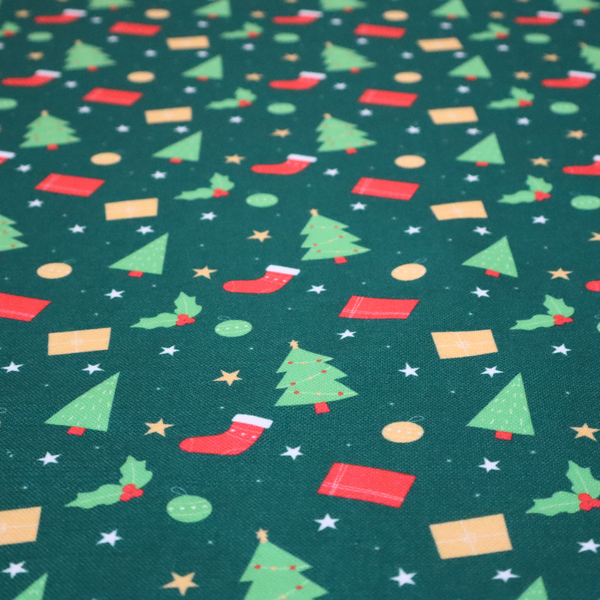 Green Trees Red Stockings Christmas Furnishing Fabric DP-30 - Handmade Cushions
