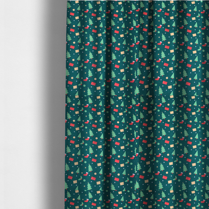 Green Trees Red Stockings Christmas Furnishing Fabric DP-30 - Made To Measure Curtains