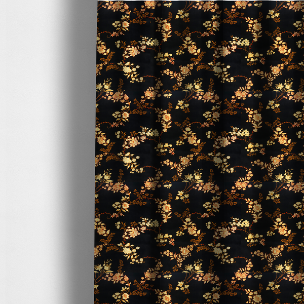 The fabric used to create these made-to-measure curtains is a classic, elegant floral trail pattern with a sophisticated Chinoiseries or traditional botanical aesthetic.