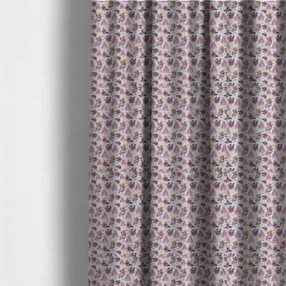 The fabric used to create these made-to-measure curtains is a sweet, celebratory juvenile pattern with a whimsical anime-inspired aesthetic.