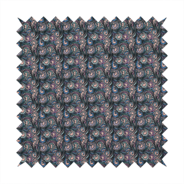 A intricate, swirling floral pattern with a rhythmic, dense repeat that creates a sophisticated tapestry-like effect.